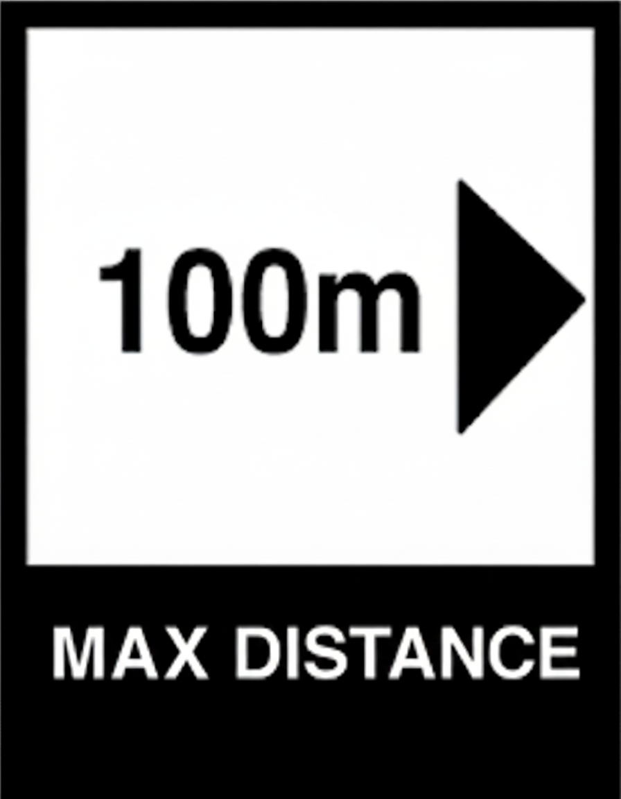 The drone can be located at a maximum horizontal distance of 100m from the pilot.